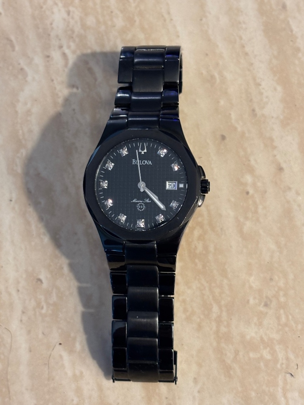 Bulova Marine Star – Black Dial / Stainless Steel (Diamond Accents)